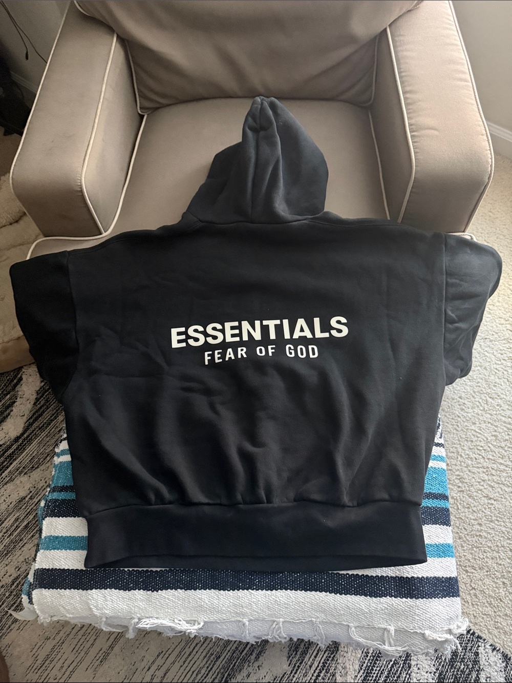Fear of God Essentials Black Hoodie with White Logo